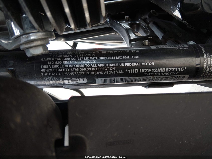 2021 Harley-Davidson Fltrk VIN: 1HD1KZF12MB627116 Lot: 44799440