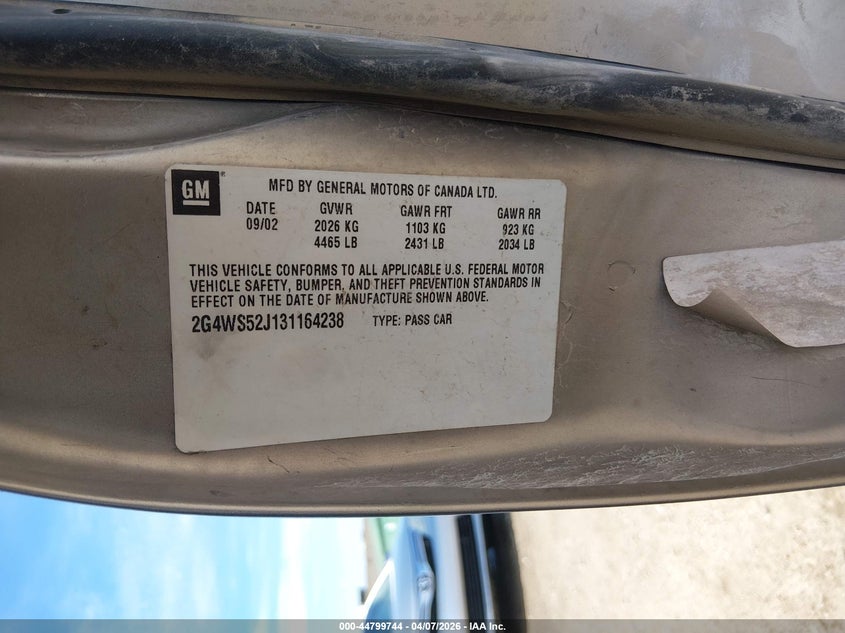 2003 Buick Century Custom VIN: 2G4WS52J131164238 Lot: 44799744