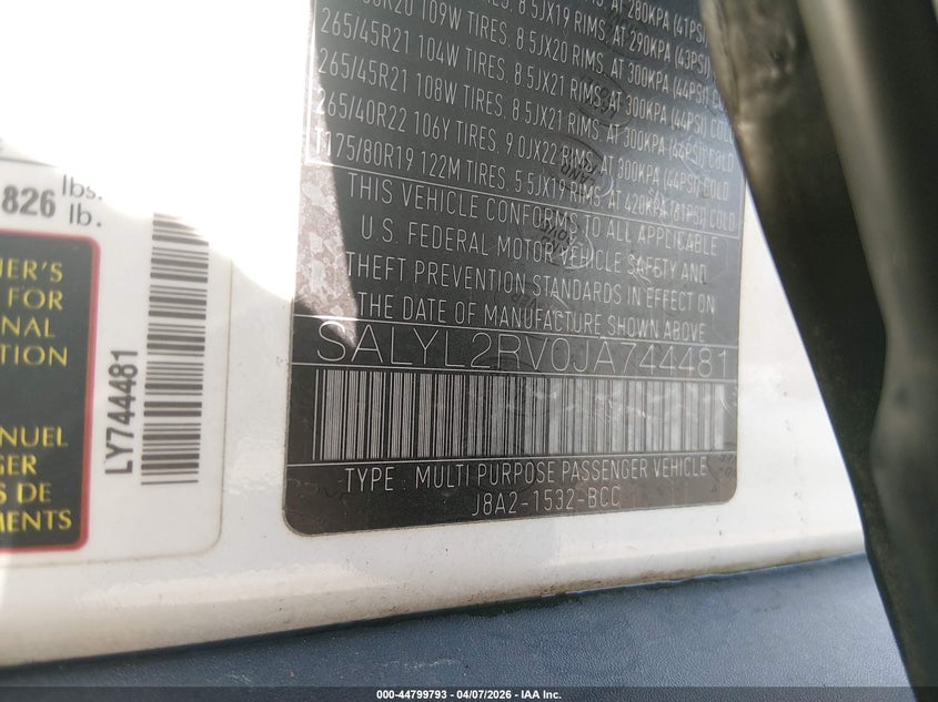 2018 Land Rover Range Rover Velar P380 Se R-Dynamic VIN: SALYL2RV0JA744481 Lot: 44799793