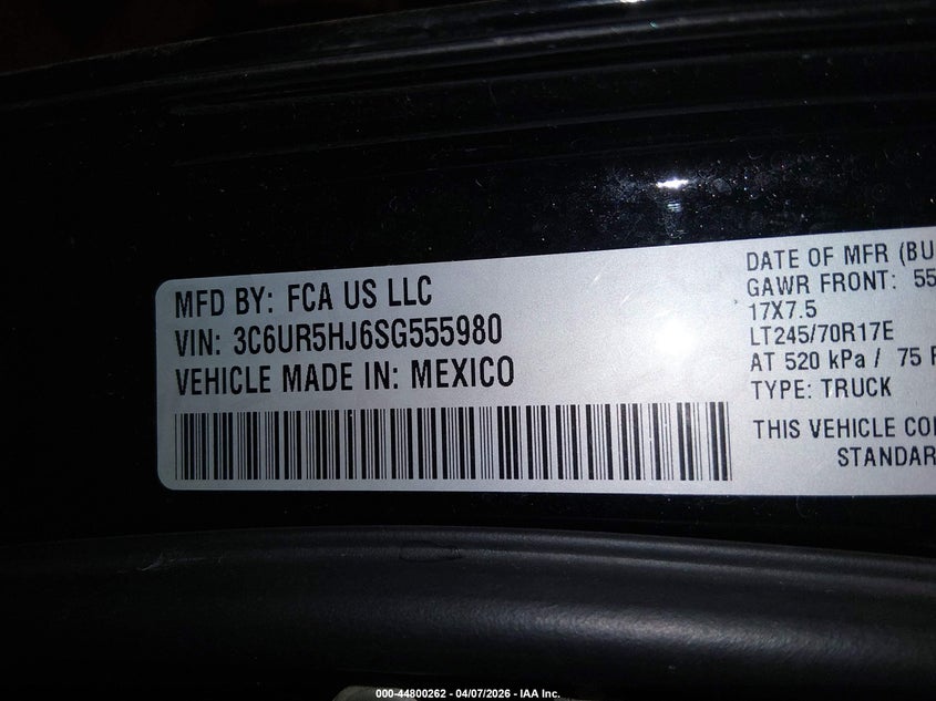 2025 Ram 2500 6.4 black Lot 111044800262 Vin 3C6UR5HJ6SG555980