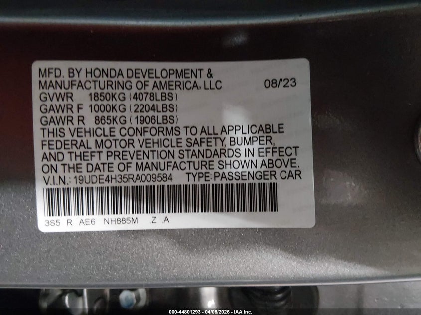 2024 Acura Integra A-Spec VIN: 19UDE4H35RA009584 Lot: 44801293