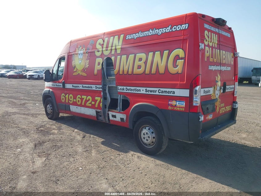 Vin: 3c6lrvdg4me583118, lot: 45298751, ram promaster 2500 high roof 159 wb 20213