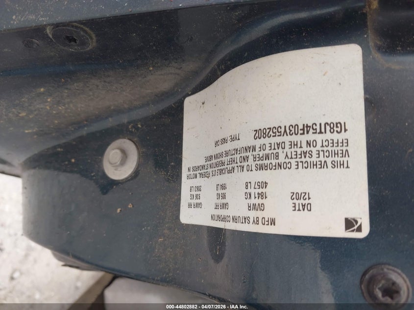 2003 Saturn L-Series L200 VIN: 1G8JT54F03Y552802 Lot: 44802882