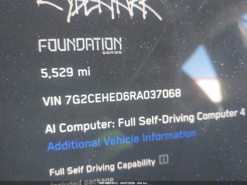 2024 Tesla Cybertruck All-Wheel Drive VIN: 7G2CEHED6RA037068 Lot: 44803012