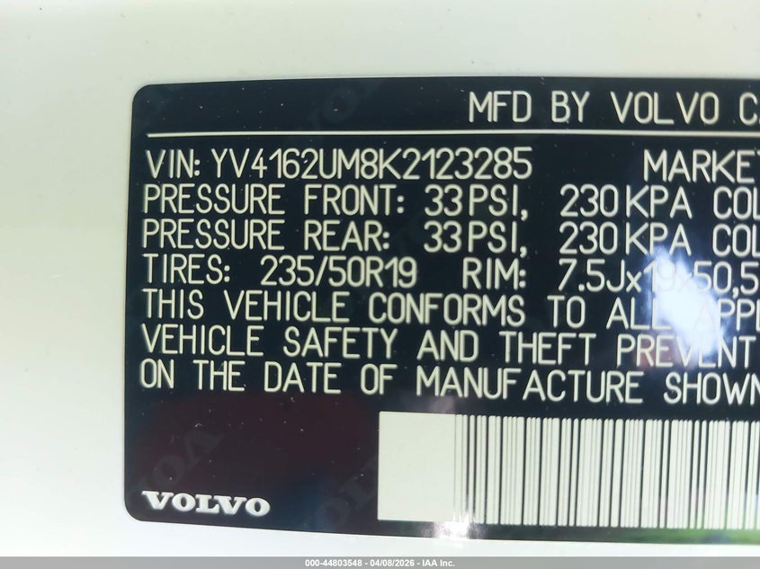 2019 Volvo Xc40 T5 R-Design VIN: YV4162UM8K2123285 Lot: 44803548