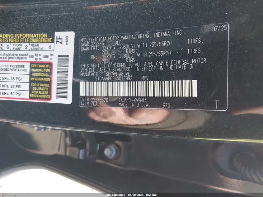 2025 Lexus Tx 2.4 Tx 350 Premium black Lot 111044803843 Vin 5TDAAAB66SS043993