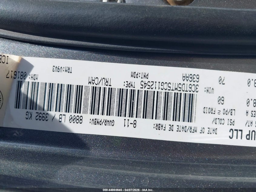 3C6TD5MT5CG112545 2012 Ram 2500 5.7 Ram Slt grey