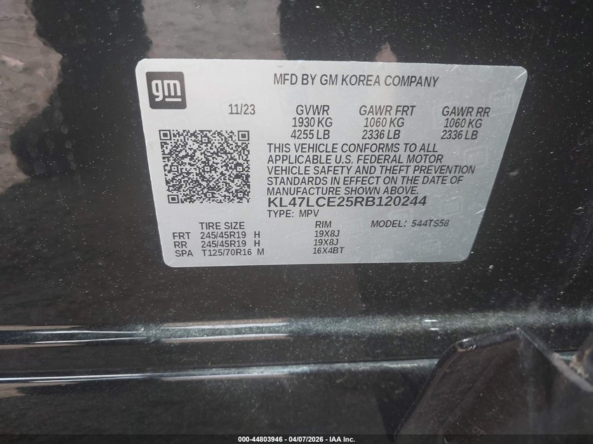 2024 Buick Envista Avenir Fwd VIN: KL47LCE25RB120244 Lot: 44803946