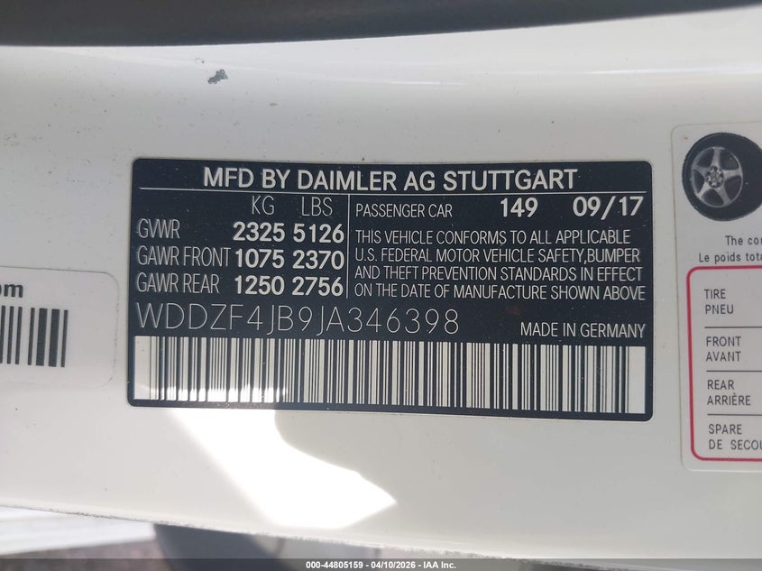 2018 Mercedes-Benz E 300 VIN: WDDZF4JB9JA346398 Lot: 44805159