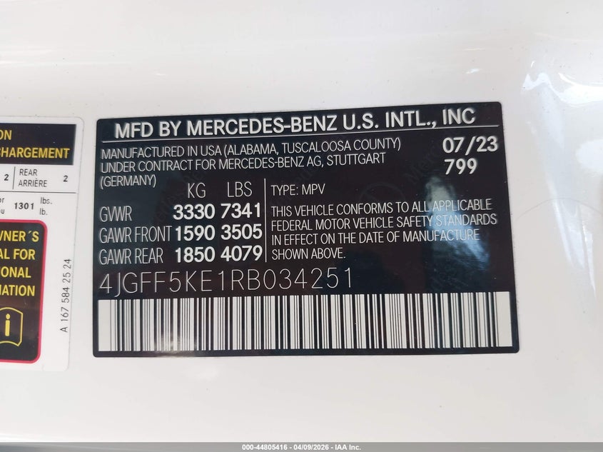 2024 Mercedes-Benz Gls 450 4Matic VIN: 4JGFF5KE1RB034251 Lot: 44805416