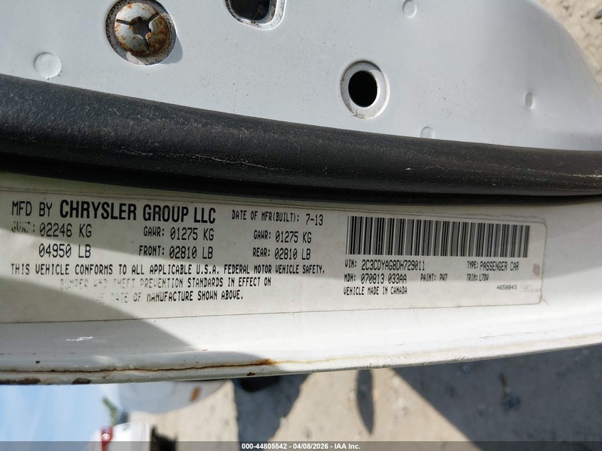 2013 Dodge Challenger Sxt VIN: 2C3CDYAG8DH729011 Lot: 44805542