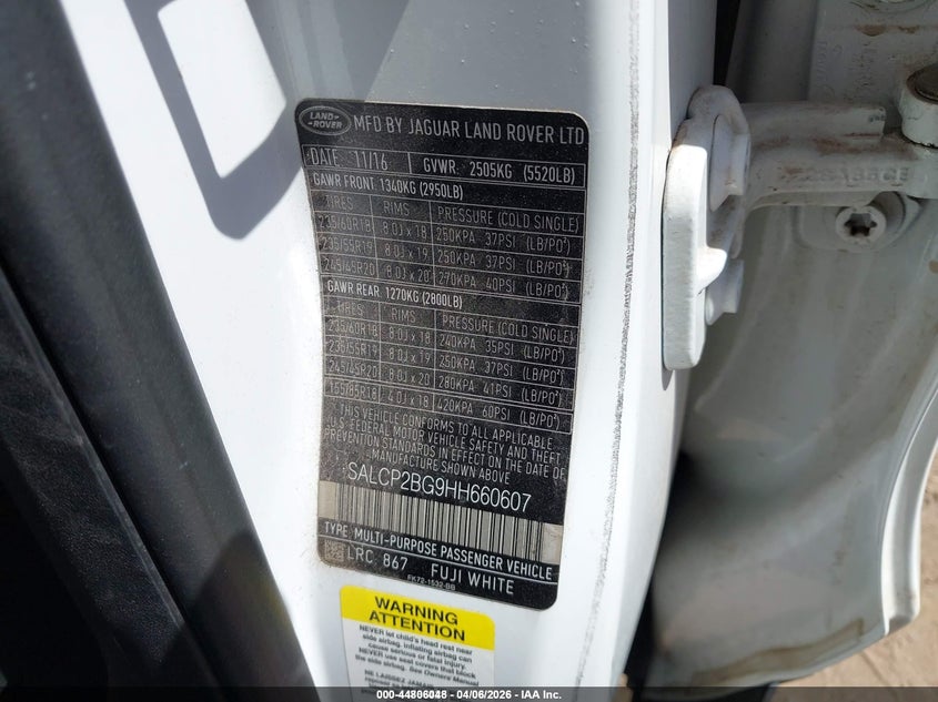 2017 Land Rover Discovery Sport Se VIN: SALCP2BG9HH660607 Lot: 44806048