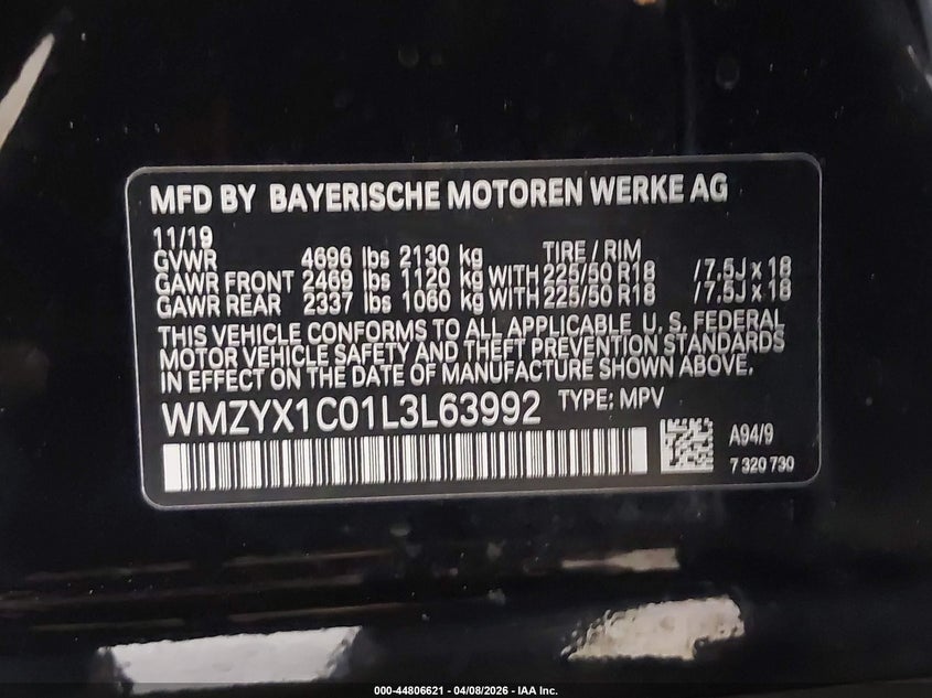 2020 Mini Countryman Cooper S VIN: WMZYX1C01L3L63992 Lot: 44806621