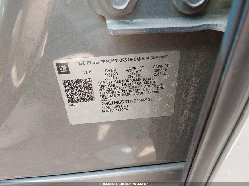 2019 Cadillac Xts Luxury VIN: 2G61M5S31K9134931 Lot: 44806687