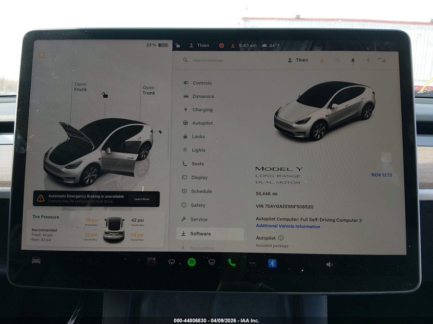 TESLA MODEL Y 2022 VIN 7SAYGAEE5NF508520