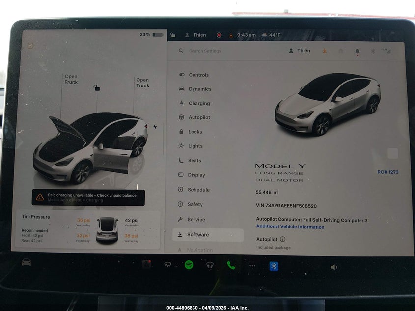 TESLA MODEL Y 2022 VIN 7SAYGAEE5NF508520
