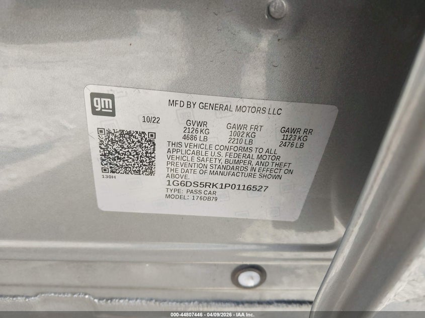 2023 Cadillac Ct5 Luxury VIN: 1G6DS5RK1P0116527 Lot: 44807446