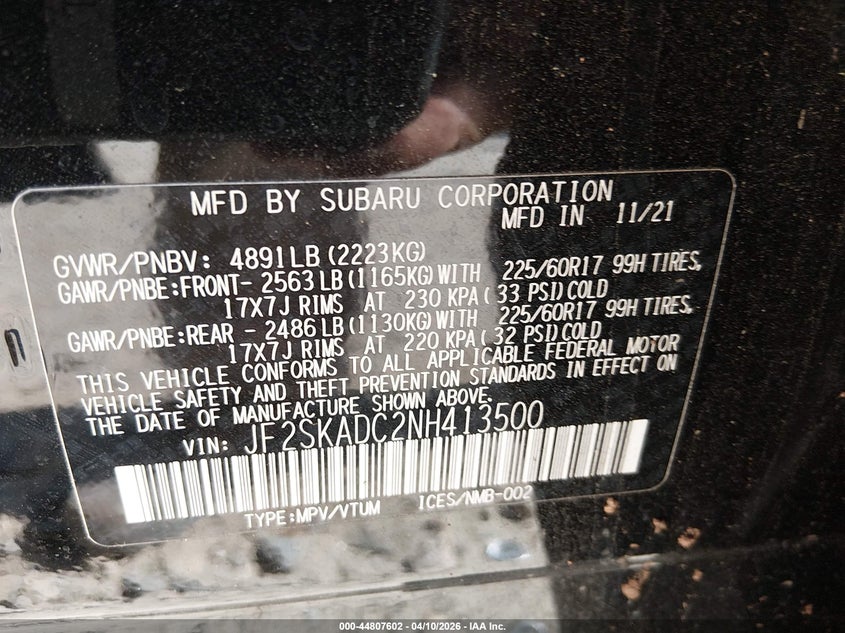 2022 Subaru Forester 2.5 Premium black Lot 111044807602 Vin JF2SKADC2NH413500