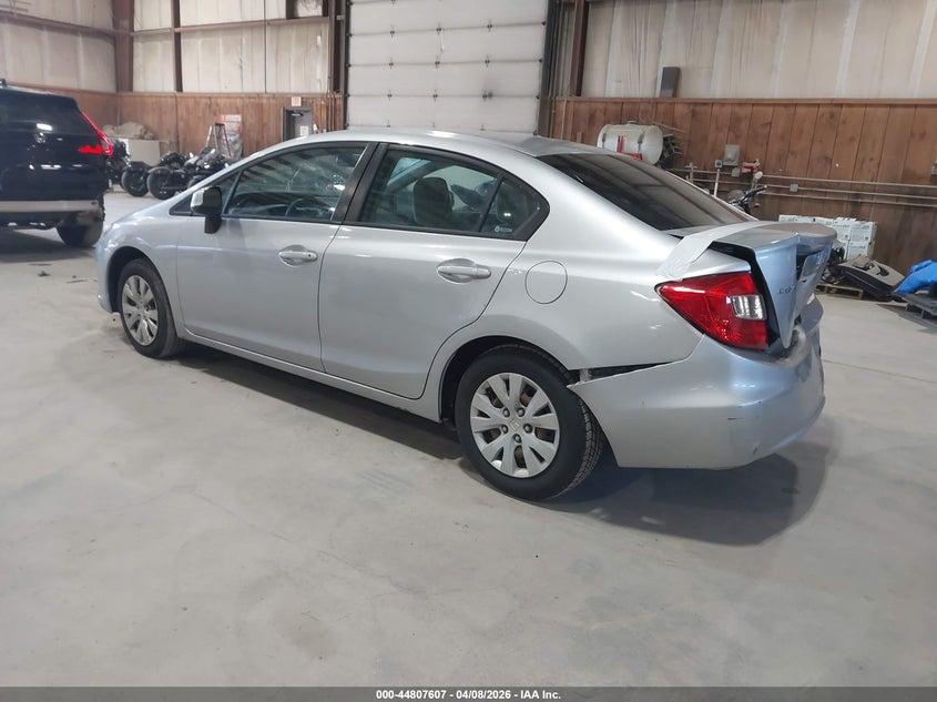 2012 Honda Civic 1.8 Lx grey Lot 111044807607 Vin 19XFB2F56CE313018