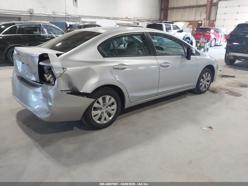 2012 Honda Civic 1.8 Lx grey Lot 111044807607 Vin 19XFB2F56CE313018