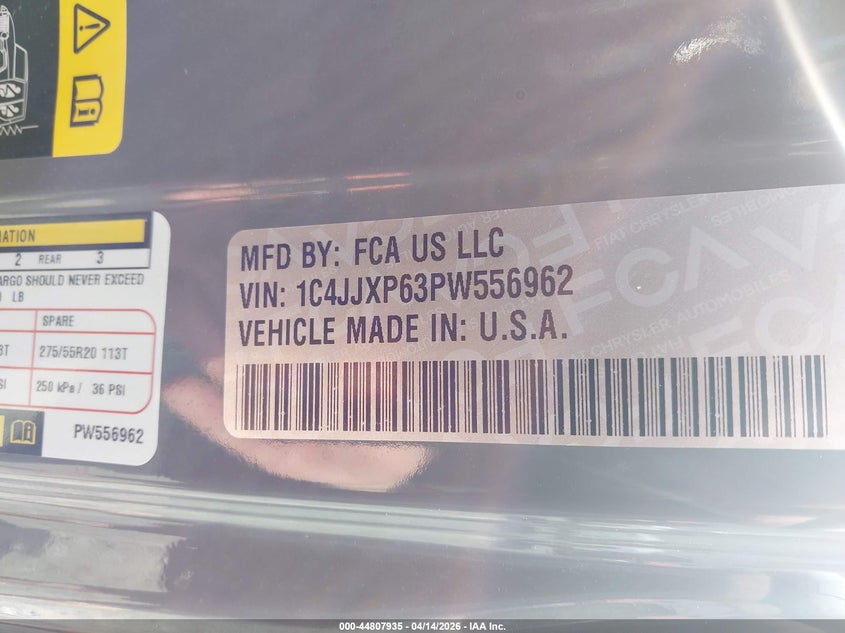 2023 Jeep Wrangler 4Xe Sahara 4X4 VIN: 1C4JJXP63PW556962 Lot: 44807935