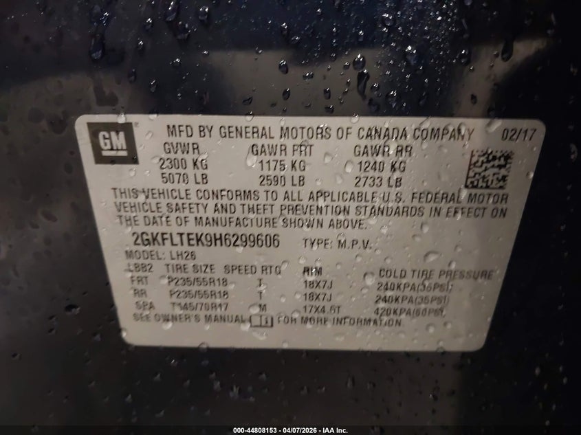 2GKFLTEK9H6299606 2017 Gmc Terrain 2.4 Sle-2 blue
