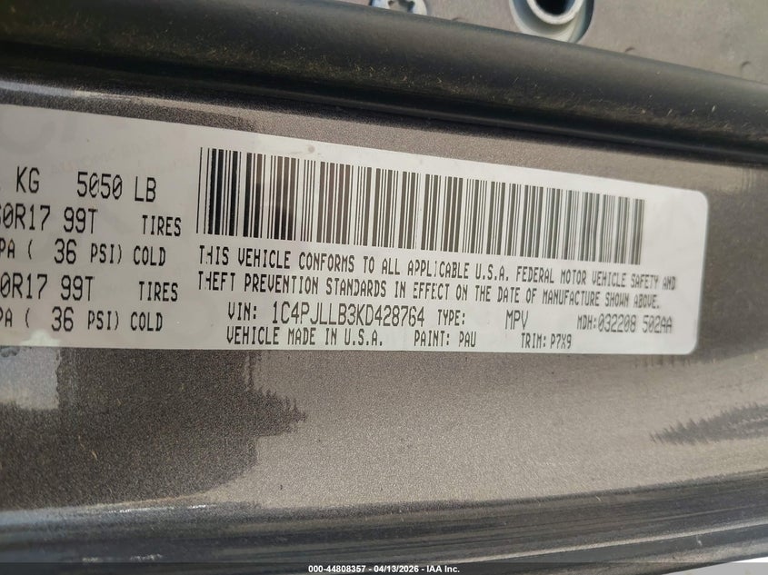 2019 Jeep Cherokee 2.4 Latitude Plus Fwd grey Lot 111044808357 Vin 1C4PJLLB3KD428764