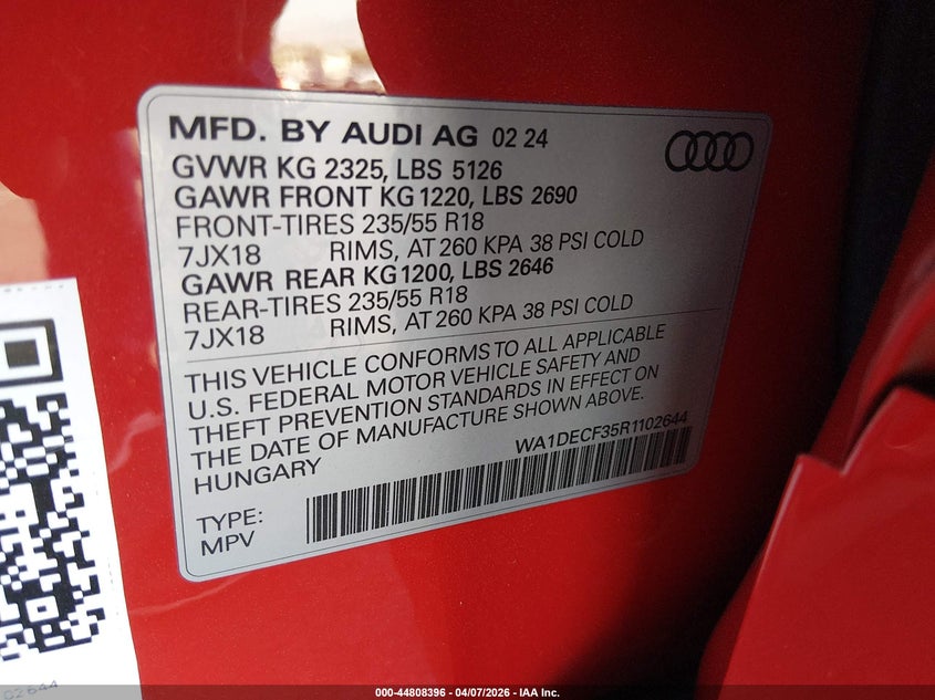 2024 AUDI Q3 SPORT UTILITY VEHICLE 2.0L I-4 DI, DOHC, VVT, TURBO, 228HP