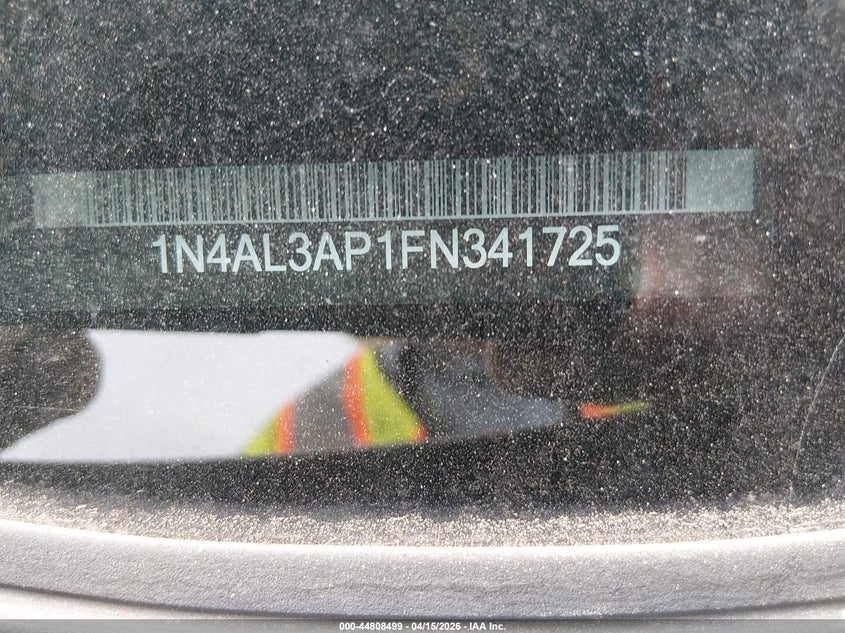 2015 Nissan Altima 2.5/2.5 S/2.5 Sl/2.5 Sv VIN: 1N4AL3AP1FN341725 Lot: 44808499