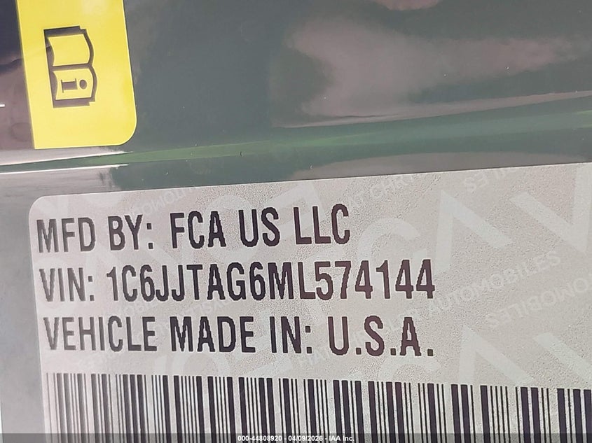 2021 Jeep Gladiator Sport S 4X4 VIN: 1C6JJTAG6ML574144 Lot: 44808920