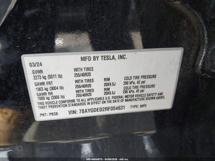 7SAYGDED2RF054631 2024 Tesla Model y Long Range Single Motor Rear-Wheel Drive/Rwd black