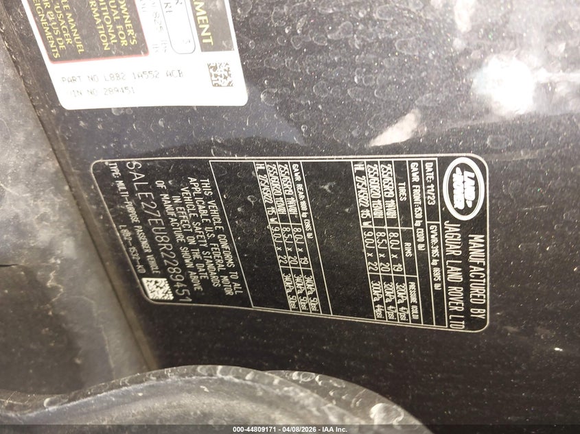 2024 Land Rover Defender 110 P400 X-Dynamic Se VIN: SALE27EU8R2289451 Lot: 44809171