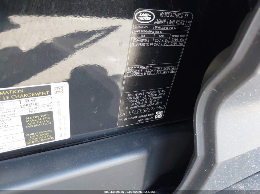 2024 Land Rover Defender 110 P500 Se VIN: SALEPEFE9R2272168 Lot: 44809386