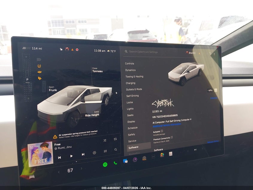 2025 Tesla Cybertruck All-Wheel Drive VIN: 7G2CEHED4SA058605 Lot: 44809397