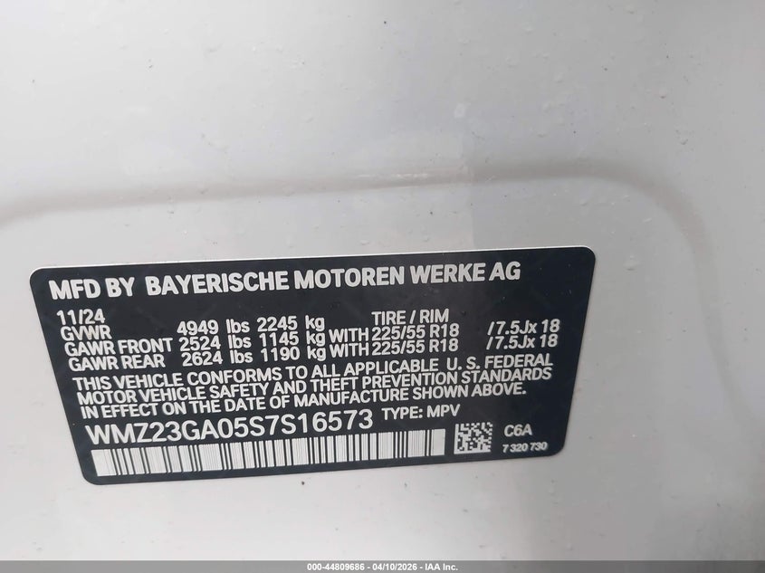 2025 Mini Countryman Cooper S VIN: WMZ23GA05S7S16573 Lot: 44809686