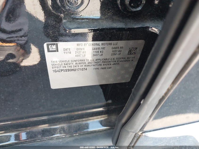 2017 Buick Lacrosse Essence VIN: 1G4ZP5SS6HU171074 Lot: 44810385