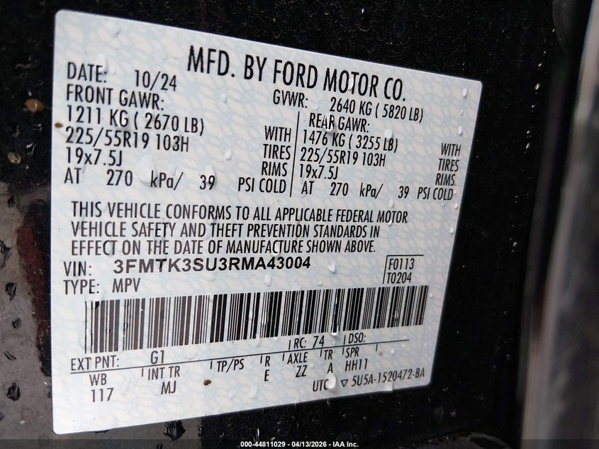2024 Ford Mustang mach-e Premium black Lot 111044811029 Vin 3FMTK3SU3RMA43004