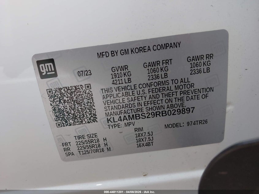 2024 Buick Encore Gx Preferred Fwd VIN: KL4AMBS29RB029897 Lot: 44811201