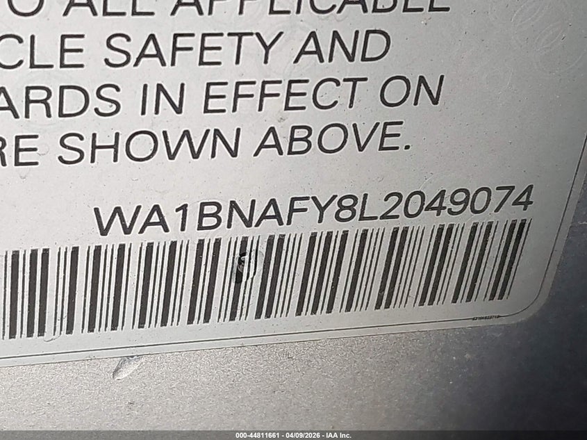 2020 AUDI Q5 VIN: WA1BNAFY8L2049074