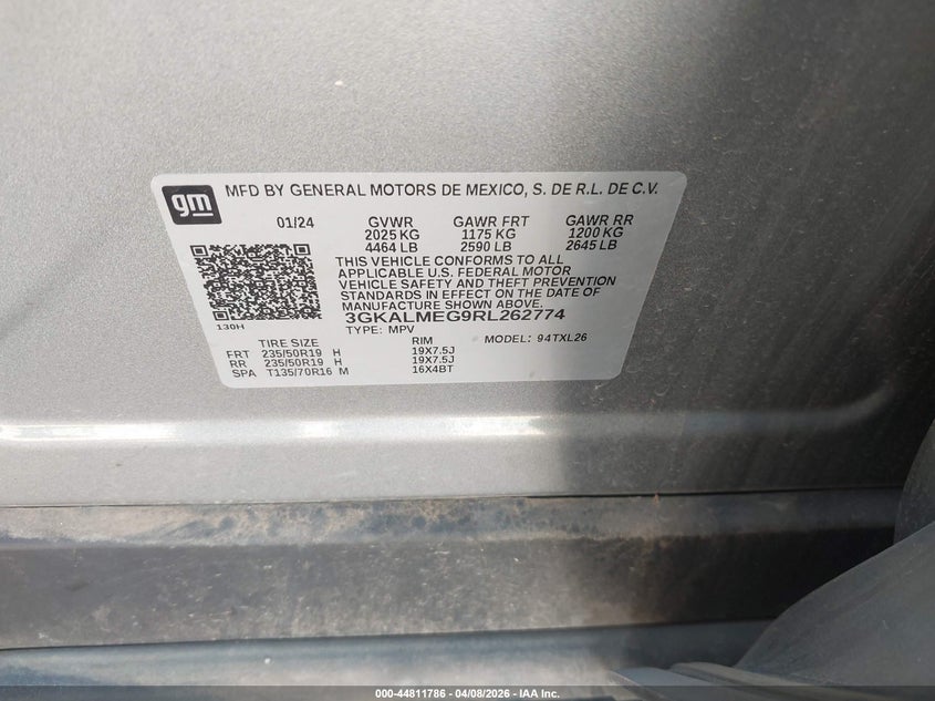 2024 Gmc Terrain 1.5 Fwd Sle silver Lot 111044811786 Vin 3GKALMEG9RL262774