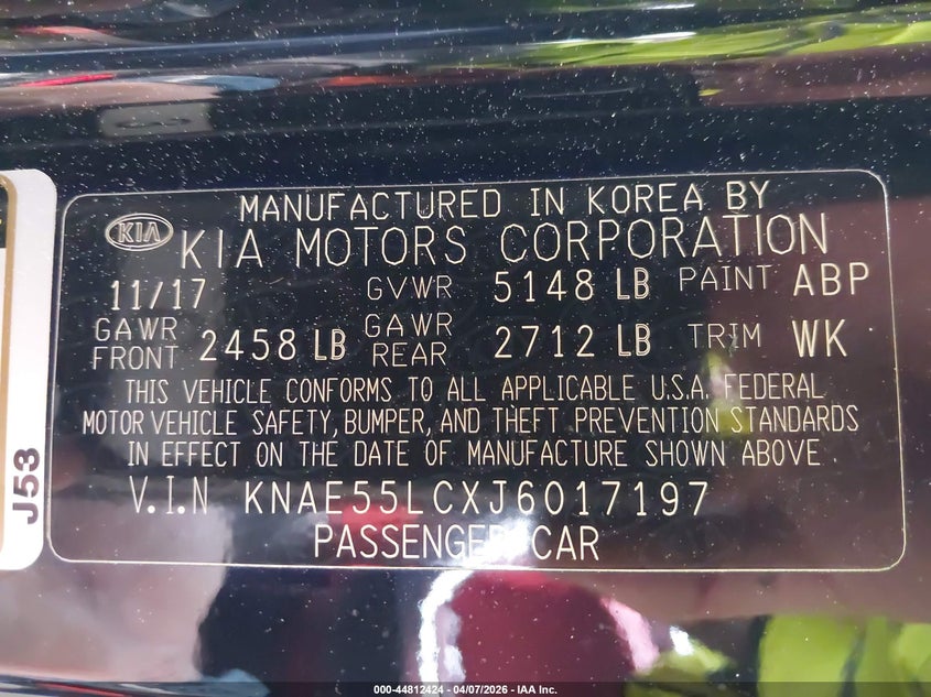 2018 Kia Stinger Gt2 VIN: KNAE55LCXJ6017197 Lot: 44812424