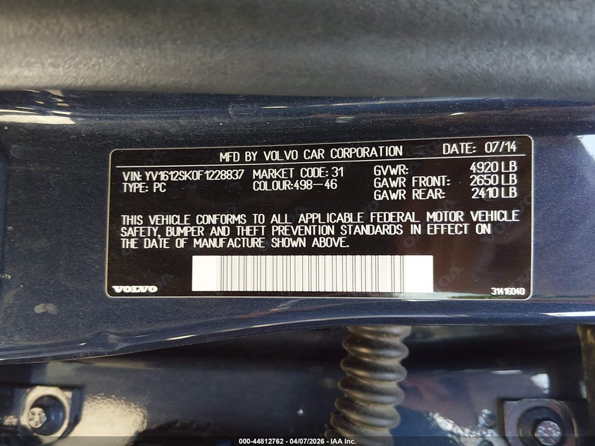 2015 Volvo V60 T5 Premier VIN: YV1612SK0F1228837 Lot: 44812762