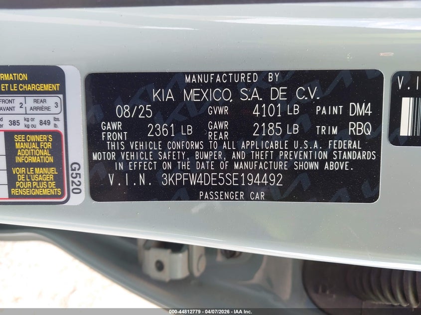 2025 KIA K4 SEDAN 2.0L I-4 DOHC, VVT, 147HP