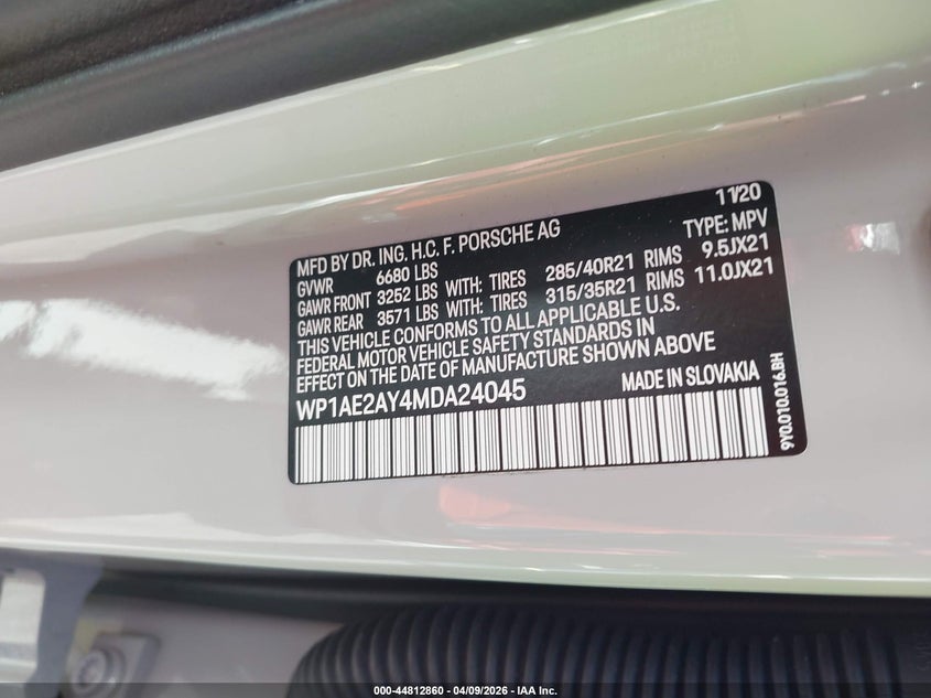WP1AE2AY4MDA24045 2021 Porsche Cayenne 3.0 grey