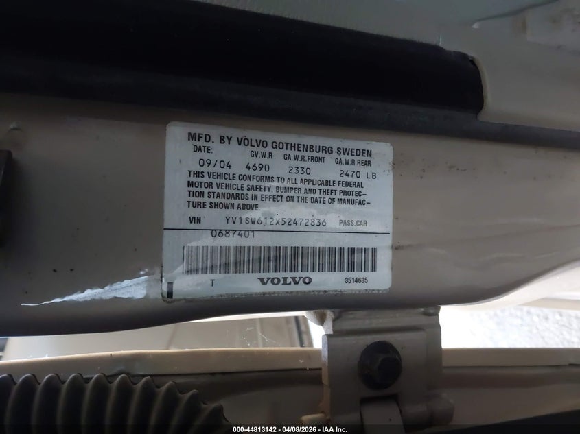 2005 Volvo V70 2.4 VIN: YV1SW612X52472836 Lot: 44813142