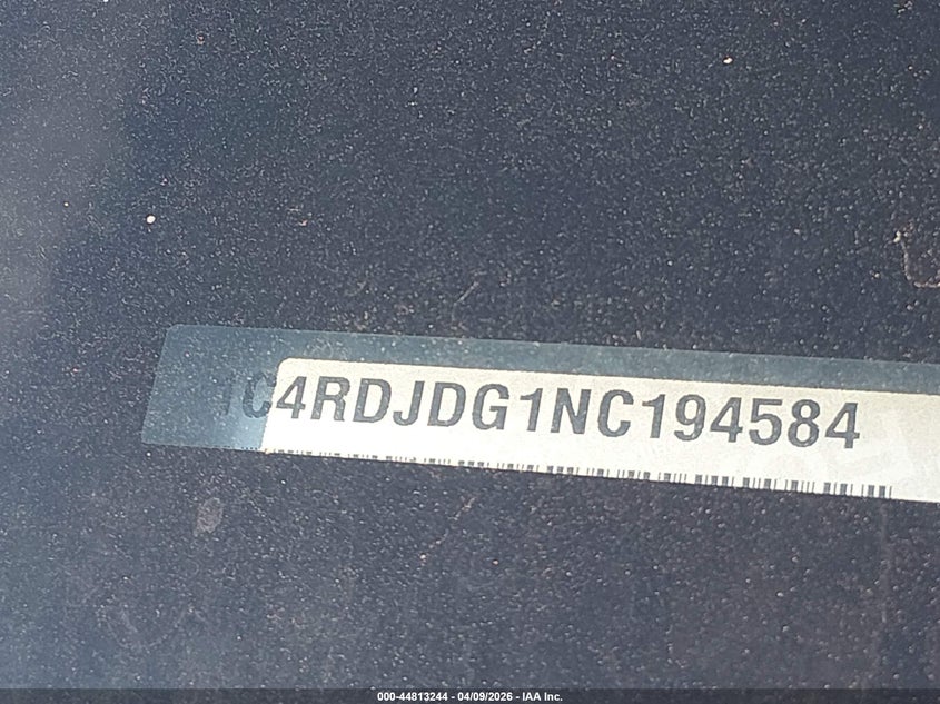 2022 Dodge Durango Gt Plus Awd VIN: 1C4RDJDG1NC194584 Lot: 44813244