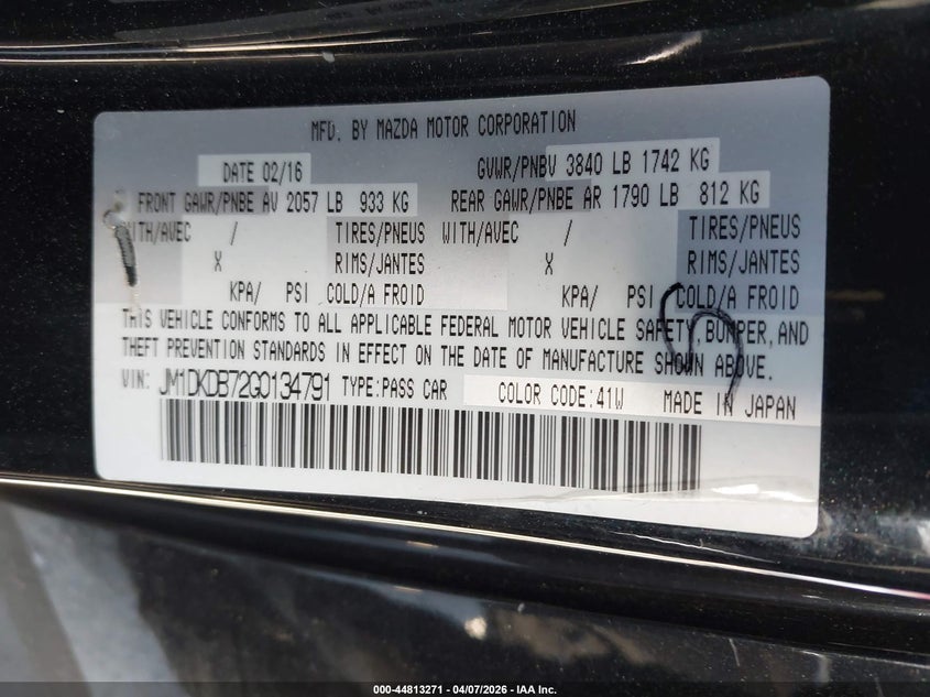 2016 Mazda Cx-3 Sport VIN: JM1DKDB72G0134791 Lot: 44813271