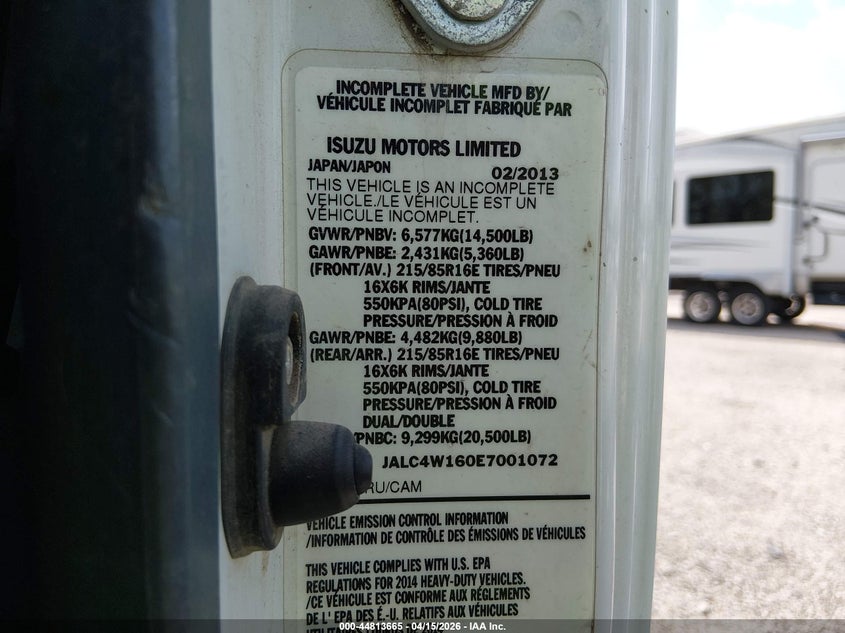 2014 ISUZU NPR HD DSL REG AT auction photo 8