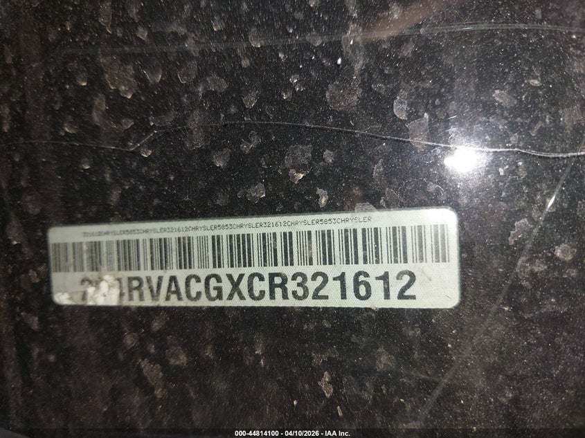 2012 Volkswagen Routan Sel VIN: 2C4RVACGXCR321612 Lot: 44814100