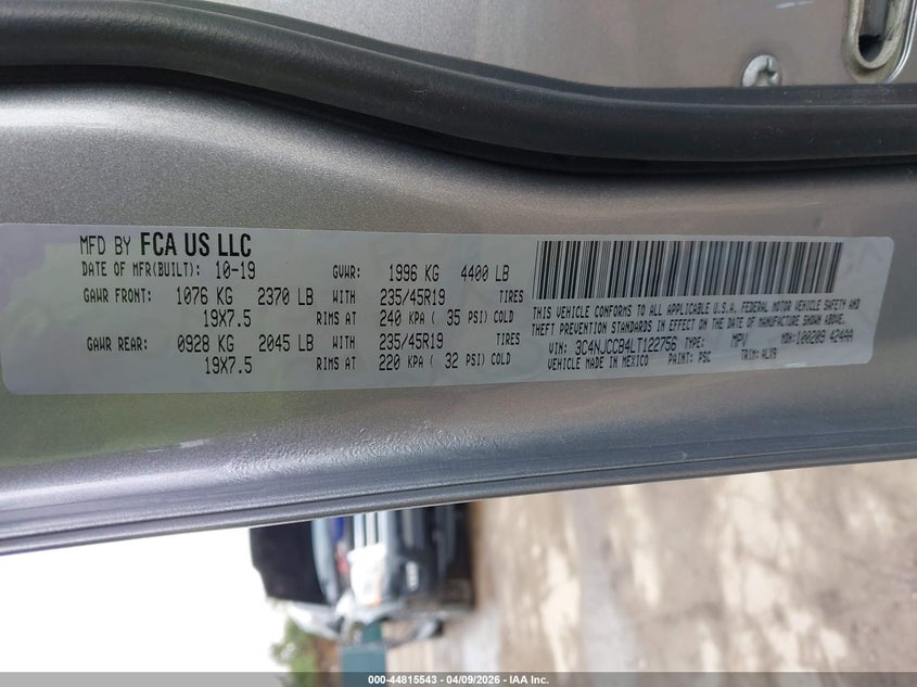3C4NJCCB4LT122756 2020 Jeep Compass 2.4 High Altitude Fwd silver